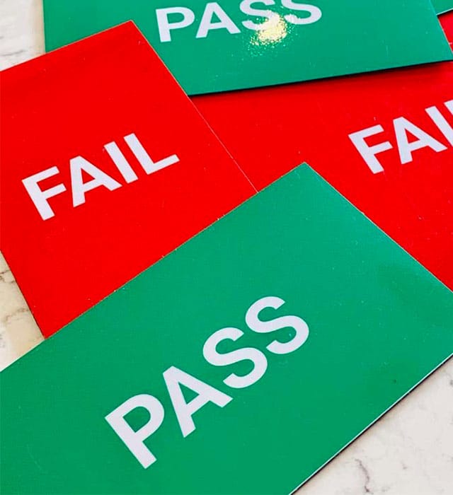 Magnetic Pass Fail labels for visual management board