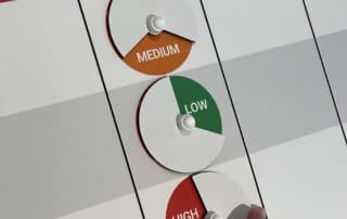 Status dials with text for Key Performance Indicator Boards