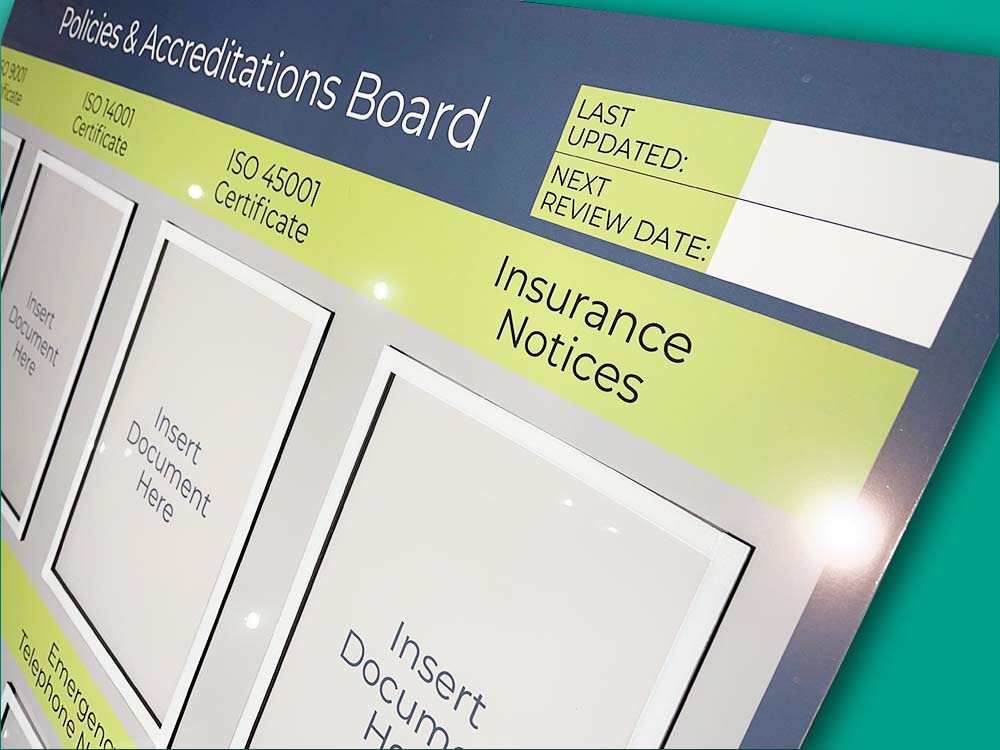 DHR Policies and accreditations team notice board doc holders