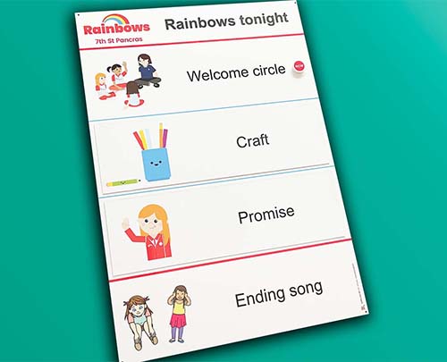 Rainbows education board mag headings 500 x 405