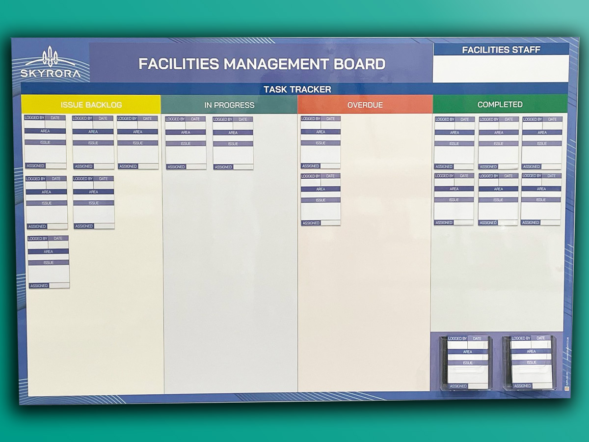 Facilities Management magnetic tickets board