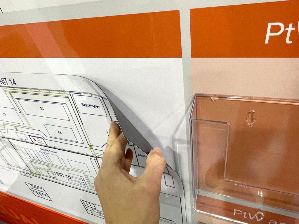 Contractor permit to work board with magnetic overlay site map