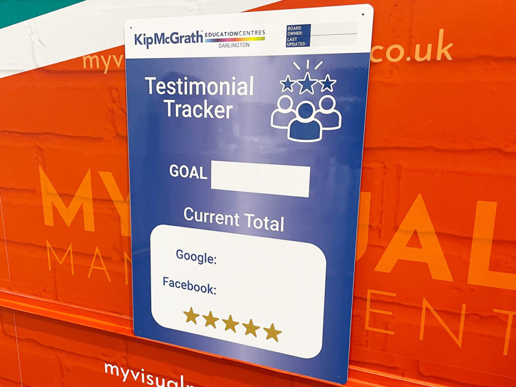 Testimonial tracker board