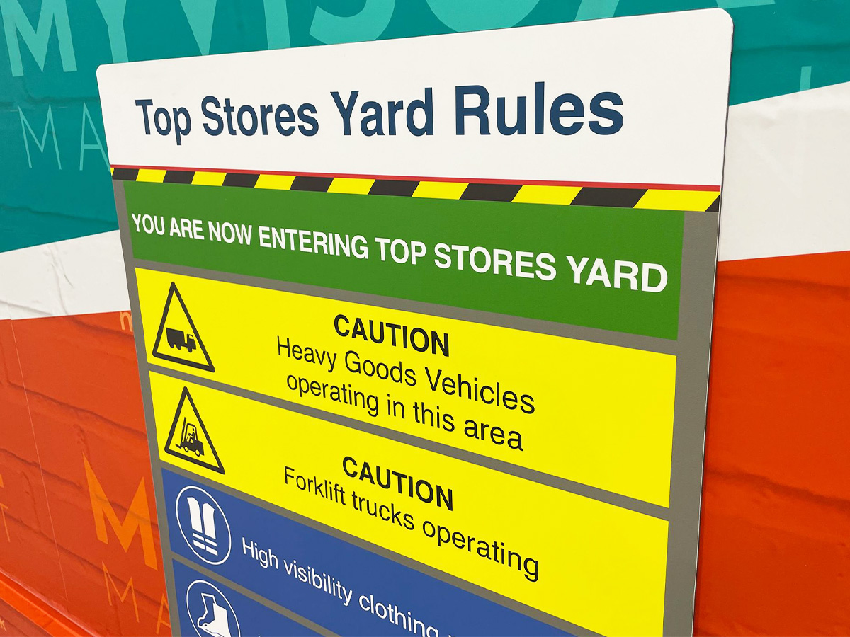 Yard safety rules board